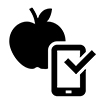 Piktogramm eines Apfels und eines Smartphones.