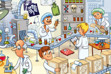Wimmelbild eines Labors.